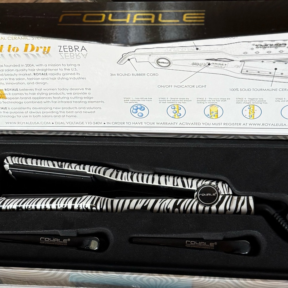 Royale Pro Hair Straightener Wet To Dry Ceramic Straightener Iron - Zebra Print
